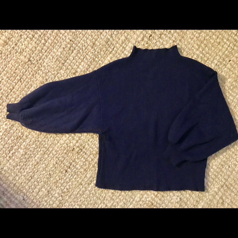 Navy Blue Ribbed Line & Dot Sweater - Picture 3 of 3